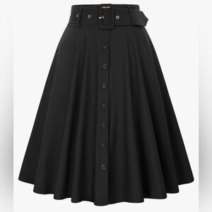 Women's Vintage Skirts High Waisted Flared A-Line Midi Skirt